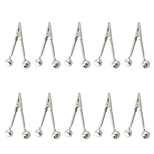 JCBIZ 10PCS Fishing Rod Alarm Bells Small Fish Clip Bells Metal Fishing Twin Bells Bite Alarm Double Spring Clip-on for Sea Fishing Rod