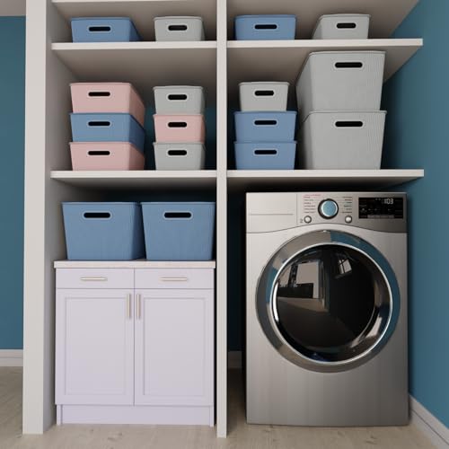 Panier de rangement haut de gamme bleu avec couvercle empilable 12L