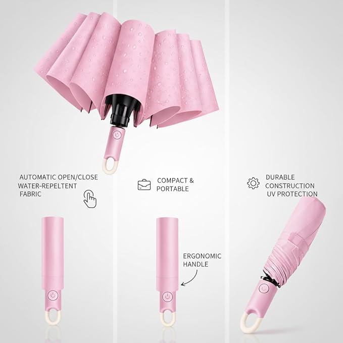Image of Umbrella for Women | Umbrellas for Men | UV Coated 3 Fold Umbrella for Rain with Auto Open and Close Small Folding Travel-Foldable Windshield
