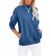 TICTICMIMI Women's Color Block Sweatshirt - Long Sleeve Crewneck Pullover With Side Pockets
