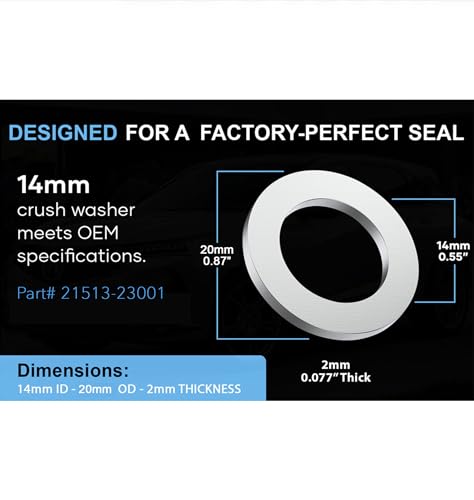 Image of Aluminium Oil Drain Plug Gaskets - 14mm Crush Washer for Leak Proof Sealing - Durable and Reliable Oil Plug Washer - Compatible with Hyundai & Kia Part# 21513-23001 (Pack of 10)