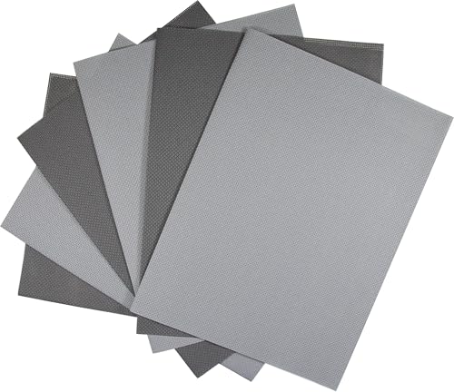 Image of KCS 6 pc of 12 inch x 18 inch(30cmx45cm) 14CT Counted Cotton Aida Cloth Cross Stitch Fabric (Medium Grey+Dark Grey)