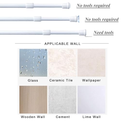 2 Stücks Klein Ausziehbare Klemmstange, Spannstange ohne Bohren, Gardinen Klemmstange, Klemmgardienenstangen für Küche, Schrank, DIY-Projekte (30-45CM,Φ7.6&9.6mm)