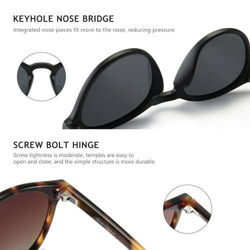 Image of SUNGAIT Classic Round Polarized Sunglasses Retro Vintage Style UV400