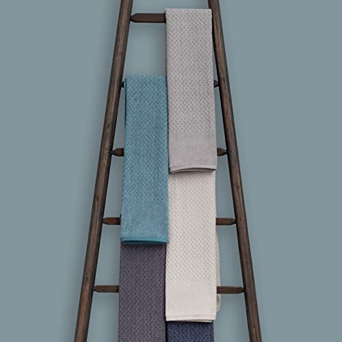 Texere 100% Organic Cotton Jacquard 650 Gsm Premium Bath Towel Sets - Extra Absorbent Quick Dry And Plush, 2 Large Bath Towels, 2 Hand Towels, 2 Washcloths (Cable, Estate Blue, 6 Piece) #TOP4