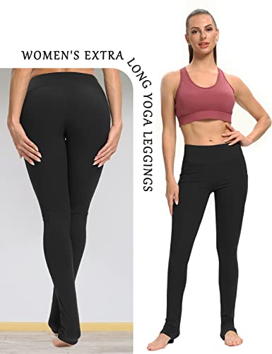 Sevego Women's Extra Long Yoga Leggings With Pockets Over The Heel Stacked Legging Barre Dance Athletic Pants, Black, Xl #TOP4