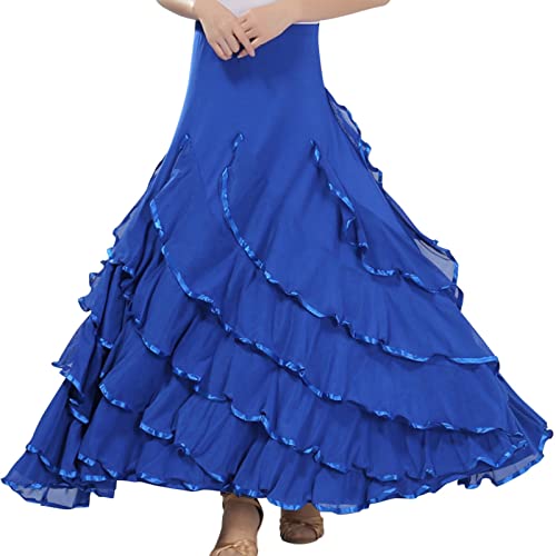 HOMU Eleganter Ballsaal Lateinische Tanzparty Langer Swing-Stufenrock für Frauen Halloween Weihnachtskostüm Cover