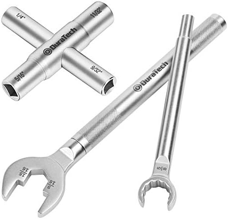 DURATECH 3-in-1 Plumber wrench & 4 Way Sillcock Key, 2-Pack, for Valve, Faucet nuts, and Spigots