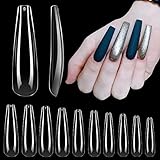 Coffin Nails Long Fake Nails - INFELING XXL Ballerina Full Cover Nail Tips, 300Pcs Clear Nail Tips for Acrylic Nails False Nails with Case for Nail Salons Home