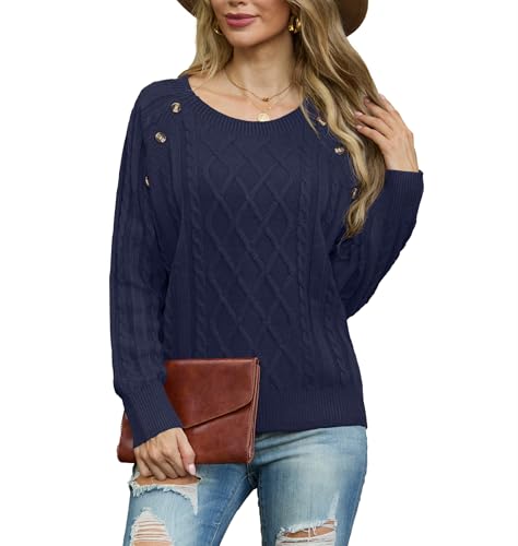 GRECERELLE Women's Sweaters Crewneck Bishop Long Sleeve 2024 Fall Oversized Knit Button Jumper Tops2