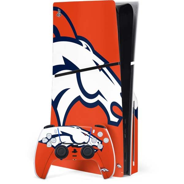 Skinit Decal Gaming Skin Compatible with PS5 Slim Disk Bundle - Officially Licensed NFL Denver Broncos Large Logo Design
