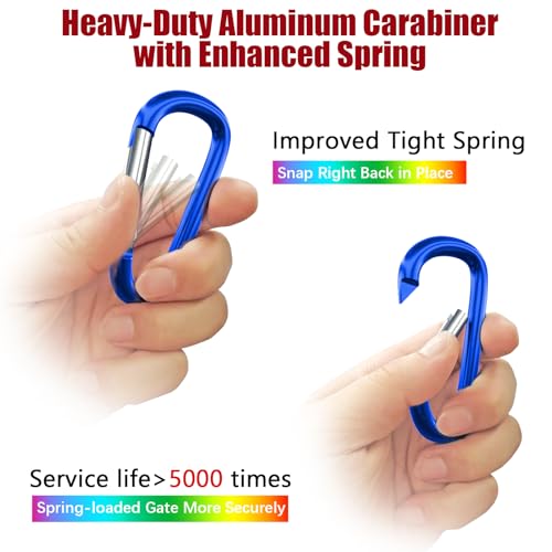 Image of sprookber 4 inch & 5 inch Extra Large Aluminum Carabiner D Ring, Caribeener Clips, Spring Snap Hook for Keychain Clip, Set of 4