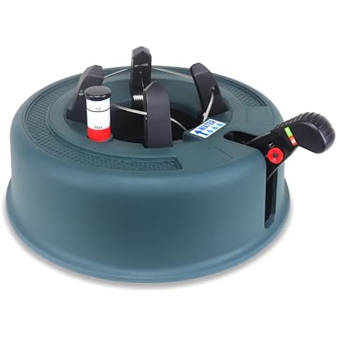 Top Treasures Christmas Tree Stand With Water Reservoir and Fast Clamp - Fits 6ft Tree with 5" Diameter - Equipped with a Water Level Indicator Cover