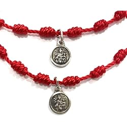 Pulsera Virgen Del Carmen Plata 2 Pulseras Escapulario Virgen del Carmen Sagrado Corazón de Jesús con baño de Plata