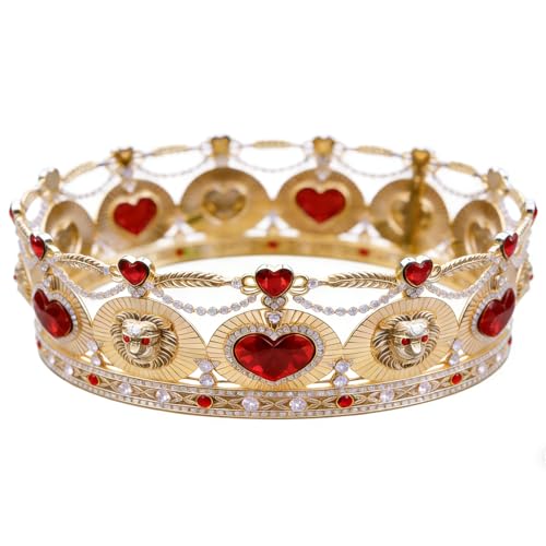 Corona real de león y corazón, tocado de cristal para noche