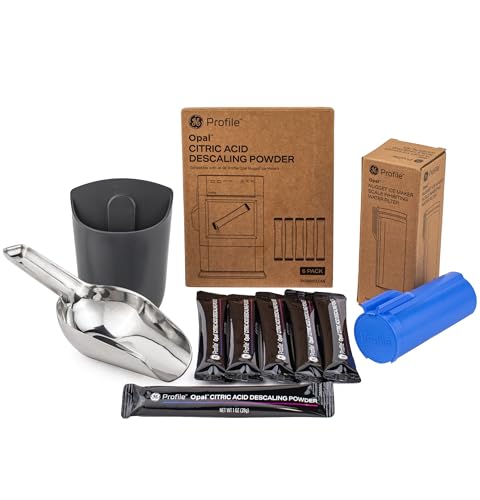 GE Profile Opal Upgrade Kit for Nugget Ice Maker Includes Stainless Steel Scoop + Magnetic Holder Scale Inhibiting Filter Descaling 6 Pack Powder Kit