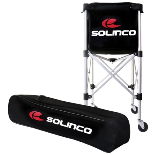 Solinco Lightweight 180-Ball Tennis Cart with Heavy Duty Ball Bag (Black/Red)