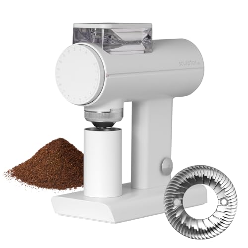 Image of TIMEMORE Sculptor 078S Flat Burr Coffee Bean Grinder, Electric Espresso Grinder with Stepless Coarseness Adjustment, Suitable for Espresso, Pour over, French Press, Cold Brew - White