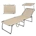 Montafox Sonnenliege klappbar 195 x 60 x 34 cm tragbarer Liegestuhl bis 150 kg mit Sonnendach Verstellbarer Rückenlehne für Garten Pool Terrasse Strand, Farbe:beige