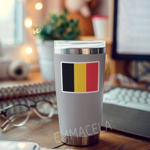 Image of (3PCS) Belgium Flag stickers, Countries Flag Stickers - Waterproof Vinyl Decals For Laptops, Tumblers, Water Bottles, Books, Scrapbooks, Size 3 x 2.5