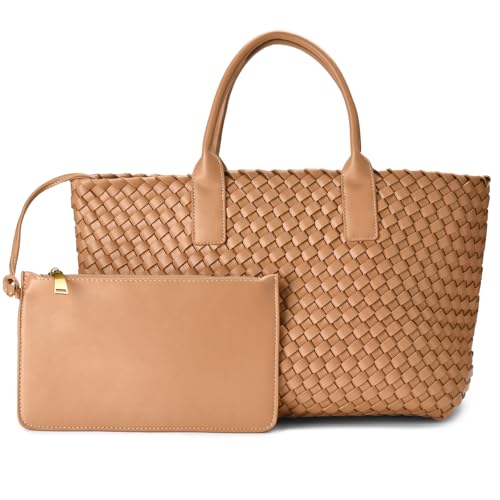 Bolso Tote tejido para mujer en cuero vegano miniatura 1