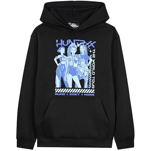 KPop Demon Hunters Oficial Sudadera con Capucha para Niñas, 4-14 Años, Sudadera Huntrix (11-12 Años, Negro/Azul Huntrix) | Ya disponible en tu tienda friki favorita! En mundofriki.es!