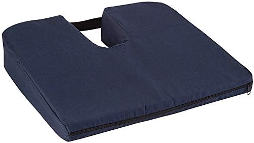 DMI Gradual Slope Seat Cushion for Coccyx, Sciatica and Tailbone Pain Used With Dining Room Chairs, Desk Chairs, Car Seats or Wheelchair Cushions, Machine Washable-Cover, 15 Inch, Navy