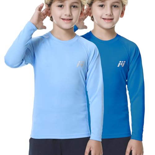 MEETWEE Boys Rash Guard Long Sleeve Girl UPF 50+ Sun Protection Shirt Swim Shirts Youth SPF Quick Dry Shirt Swimwear Sunsuits