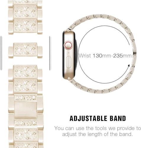 Image of SUPOIX for Apple Watch Band 45mm + Case, Bling Bands for Women (Champagne) | Shiny Metal Bands & 2 Pack Protective Cover Cases for iWatch Series 9 /8 /7 45mm