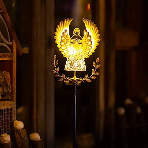 EiGreen Solar Garden Stake Lights Metal Angel Solar Outdoor