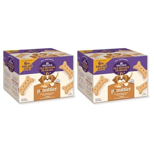Old Mother Hubbard Wellness P-Nuttier Dog Biscuits,Natural,Training Treats,Peanut Butter Flavor,Large Size,(6 Pound Box),(Pack of 2)