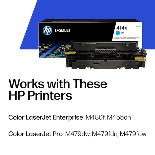 Image of HP 414X Cyan High-Yield Toner Cartridge | Works with Color LaserJet Enterprise M455dn, MFP M480f, Pro M454, MFP M479 Series | W2021X
