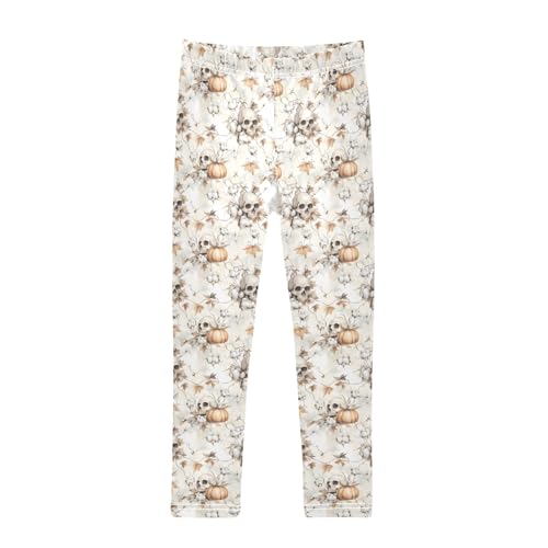 Girls Printed Leggings Yoga Pants Skull Pumpkin Pattern for Kids in 4t to 10 Years, 4T