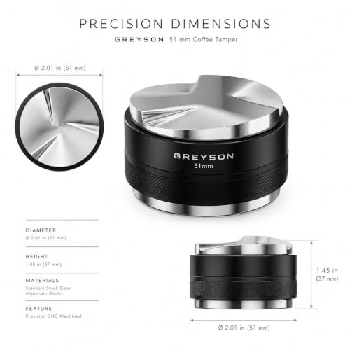 Image of Greyson 51mm Coffee Distributor and Tamper Double Side Ground Coffee Press Depth Stainless Steel Coffee Tamper Adjustable Espresso Leveler & Tamper Fit for Portafilter (51mm Dual Side Tamper)