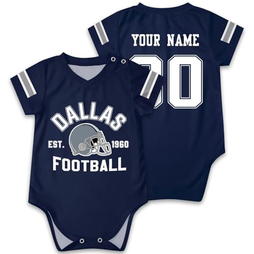 OAOANS Dallas Baby Clothes Custom Name Number Personalized Football Baby Jersey Clothing Newborn Toddler Apparel 0-24 Months Gifts