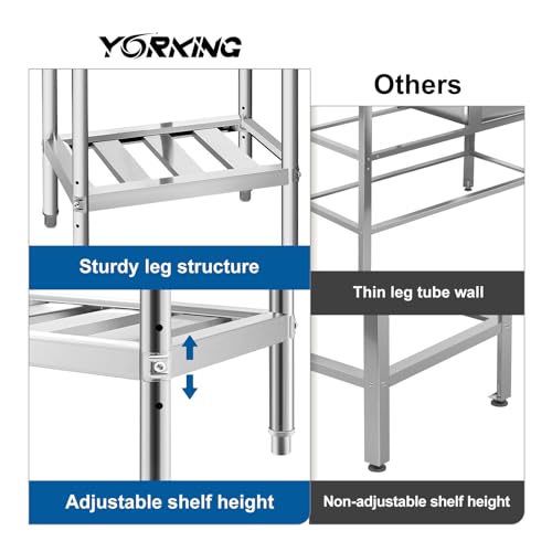 YORKING Stainless Steel Utility Sink, Free Standing Single Bowl Kitchen Sink with Cold and Hot Water Pipe for for Laundry Room Farmhouse Indoor and Outdoor Sink (22 inch)