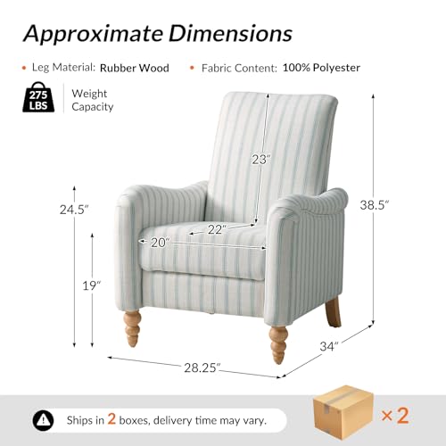 Sillón reclinable tela rayada Azul miniatura 2