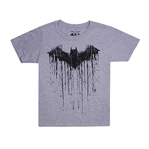DC Comics Boys' Batman Paint T-Shirt, Grey (Grey Marl SPO), 9-10 Years (Size:X-Large)