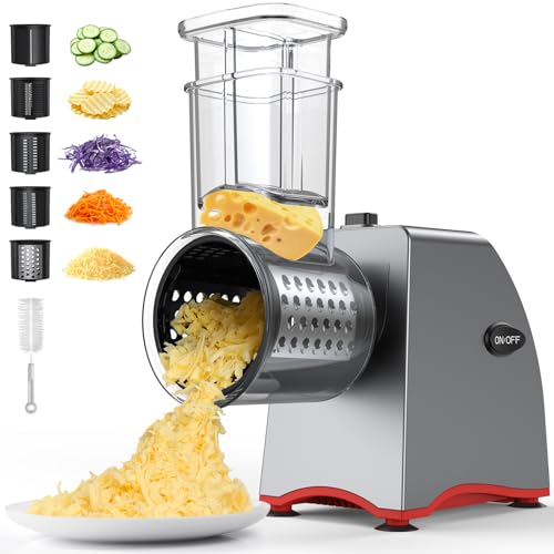 Electric Cheese Grater, Salad Maker with 5 Replaceable Multi-use...