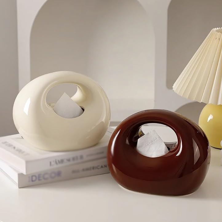 Uchwyt na chusteczki, Ceramiczne pudełko na papier do salonu, stolik kawowy, herbaty, chusteczki(Brown)