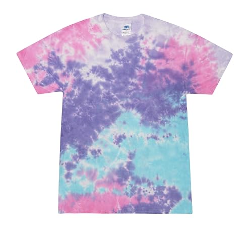 Colortone 100% Cotton Tie Dye T-Shirt for Women and Men, Large, Cotton Candy