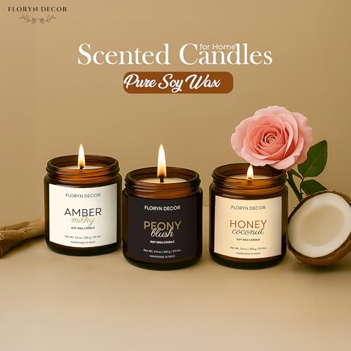 Image of Floryn Decor Scented Soy Wax Candles Gift Set with Gift Box | 4 Premium Aromatherapy Candles with Natural Essential Oils | Long-Lasting 45-50 Hours Burn | Perfect for Gifting