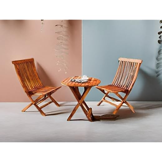 Sheesham Wood Round Coffee Table Set with 2 Chairs