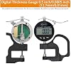 Digital Thickness Gauge with 0.5 Inch/12.7mm Measuring Range, High-Precision Electronic Micrometer, 0.0005/0.01mm Resolution, Compact Design, and Clear LCD Display for Accurate Measurements