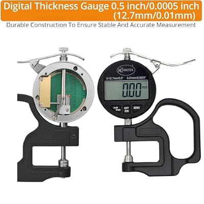 Digital Thickness Gauge with 0.5 Inch/12.7mm Measuring Range, High-Precision Electronic Micrometer, 0.0005/0.01mm Resolution, Compact Design, and Clear LCD Display for Accurate Measurements