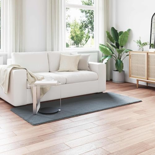 Tapis de chambre moderne rectangulaire anthracite 100x200 cm doux et Olite - 3