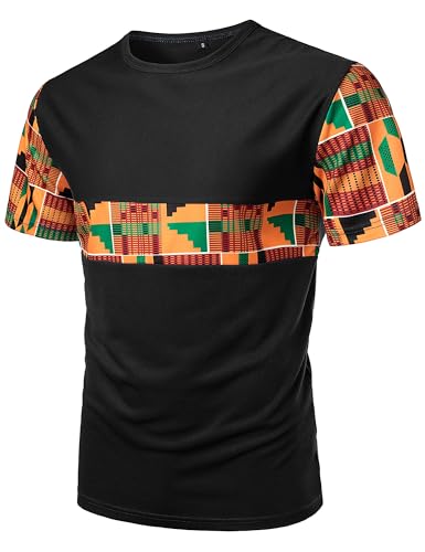 ZEROYAA Men's Africa Style T-Shirt and Shorts Set Mesh Tracksuit Dashiki Outfits3