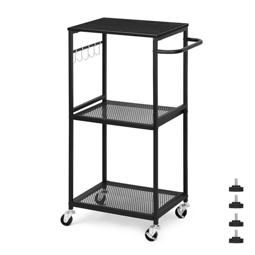 NANANARDOSO Carrinho com Rodinhas, Carrinho Utilitário de Cozinha de 3 Andares com Rodas, Tampo de M