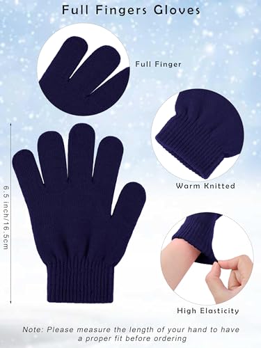Image of Cooraby 6 Pack Kid's Winter Beanies Hat Full Fingers Gloves Set Skull Winter Caps Stretchy Gloves for Boys Girls