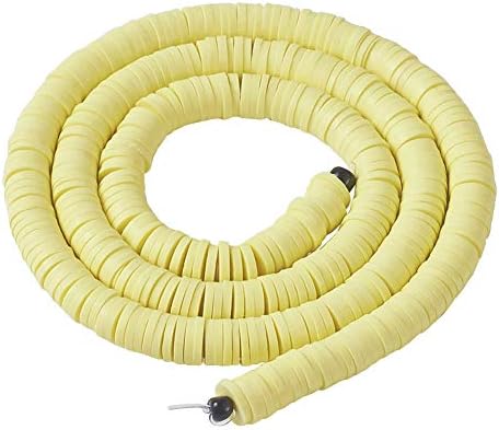 1 Strand Flat Round Polymer Clay Beads 6mm Heishi Spacer Loose Beads 380~400pcs/strand for Necklaces Bracelets Earrings Jewellery Making, Black